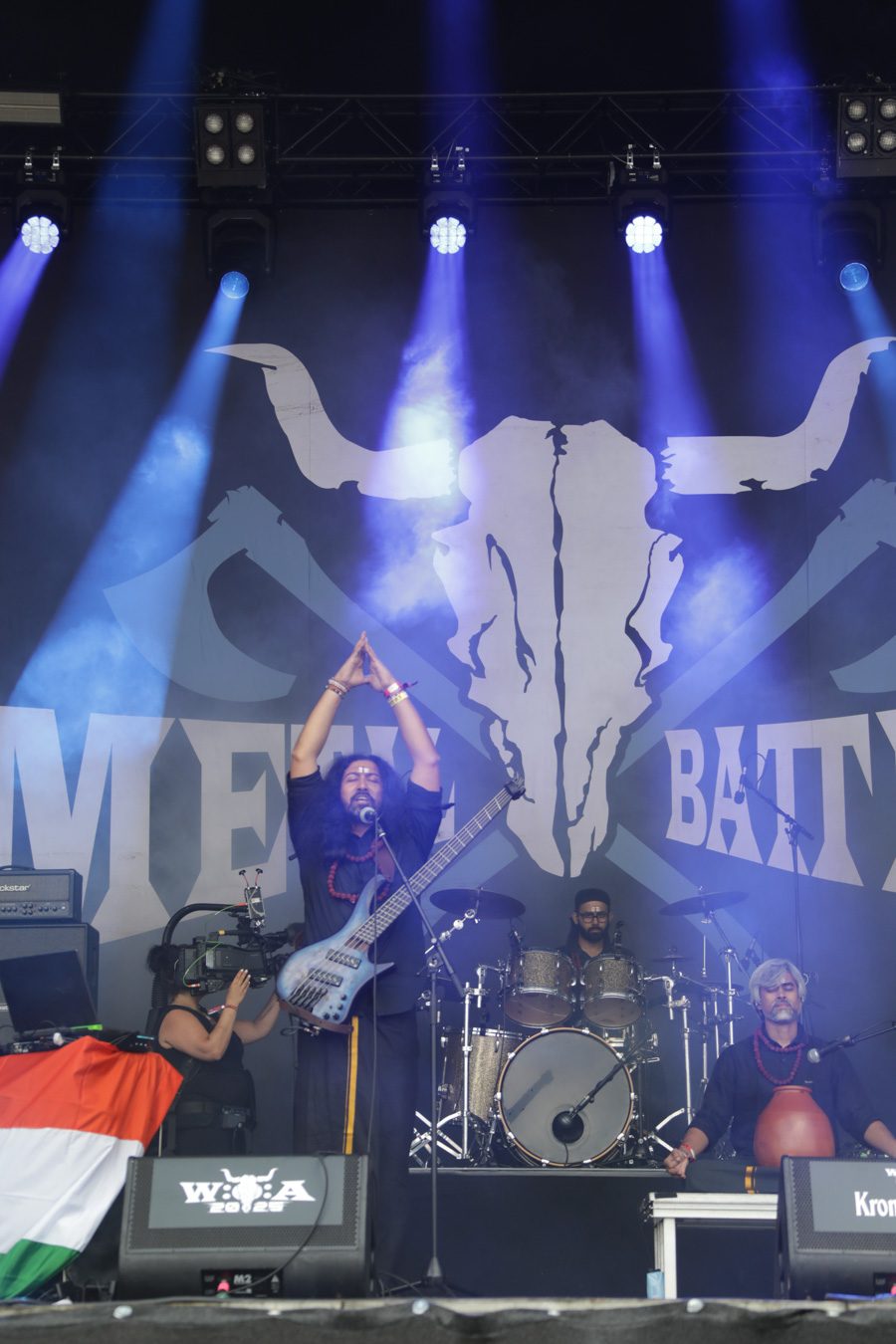 A band performing live on the Metal Battle stage